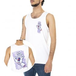 Santa Cruz-Mens Split Strip Hand White Tanktop-SPSTHAV-WHT