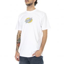 Santa Cruz-Mens Lined Oval Dot White T-Shirt-LIOVDOTS-WHT