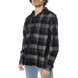 Farah-Mens Wyman Check Deep Black Cord Shirt-F4WFA056-006