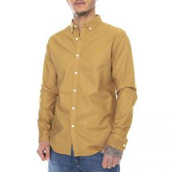 Farah-Mens Brewer Gmt Dye Shirt - Tanned Oak - Camicia Uomo Marrone-F4WSB047-254