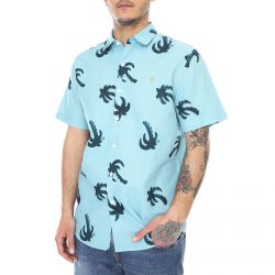 Farah-Mens Elena Printed Shirt - Reef Green - Camicia Maniche Corte Uomo Multicolore-F4WSB043-337