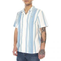 Farah-Mens Theroux Stripe Cream Short-Sleeve Shirt-F4WSB039-253