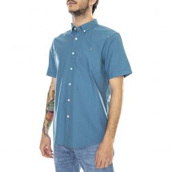 Farah-Mens Brewer Blue Saxe Short-Sleeve Shirt-F4WSB061-471