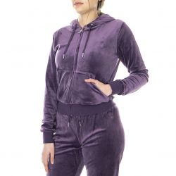 JUICY COUTURE-Womens Robertson Classic Velour Black Hooded Sweatshirt-JUCJCAP176-BLA