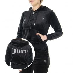 JUICY COUTURE-Womens Robertson Black Hooded Sweatshirt-JUCJCCA221006-BLA