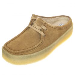 Clarks-Womens Wallabe Tan Warmlined Lace-Up Low-Profile Shoes-168636-00001