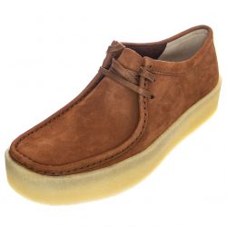 Clarks-Mens Wallabee Cup Tan Nubuck Lace-Up Low-Profile Shoes