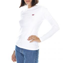Levis-Womens Baby White Long-Sleeve Crew-Neck T-Shirt-69555-0000