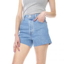 Levis-Womens Ribcage Blue Denim Jeans Shorts-77879-0005