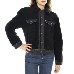 Levis-Ex-Bf Pieced Two Shakes Trucker Jacket - Black - Giacca Invernale Donna Nera-39386-0000