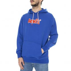 Levis-Mens Relaxed Graphic Blue Hooded Sweatshirt-38479-0084