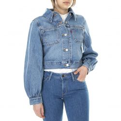 Levis-Slouch Trucker Soft As Butter - Giacca Denim Jeans Donna Blu / Mid Med Indigo / Worn In-A1977-0001