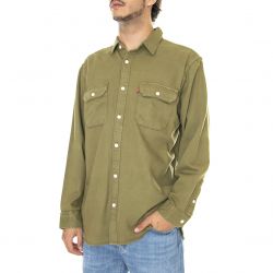 Levis-Jackson Worker Z1707 Green Garment Dye - Camicia Uomo Verde-19573-0163