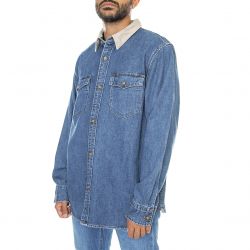 Levis-Mens Relaxed Fit Western Z1711 Blue Stone Wash Denim Jeans Shirt-A1919-0006