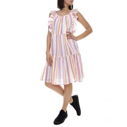 VERO MODA-Womens Rouche Multicolored Dress -10209803-Snow White