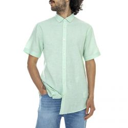 Only & Sons-Mens Caiden Linen Green Short-Sleeve Shirt-22009885-Grayed Jade