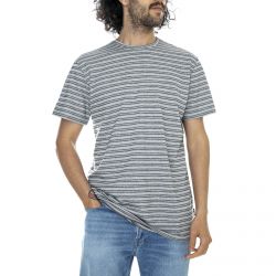 Only & Sons-Mens Jacquard Reverse Light Grey Melange T-Shirt-22013497-Light Grey Melange