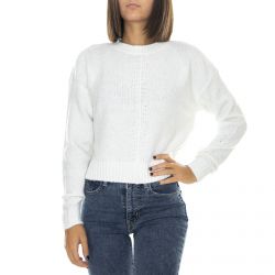 VERO MODA-Womens Nandi O-Neck Crop Blouse Pristine White Sweater-10217280-Pristine