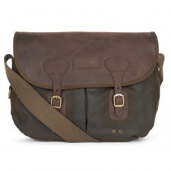 Barbour-Wax Leather Tarras Olive Bag