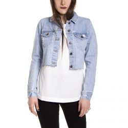 Dr. Denim-Womens Jeanie Light Retro Cropped Jacket - Ripped Blue - Gacca Estiva Corta Denim Jeans Donna Blu-1711113-G82