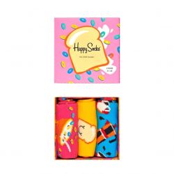 HAPPY SOCKS-Breakfast Gift Box 3300 - Confezione da Tre Paia di Calzini Multicolore -SXBRE08-3300
