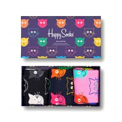 HAPPY SOCKS-Mixed Cat Multicolored Socks 3-Pack-XMJA08-0100