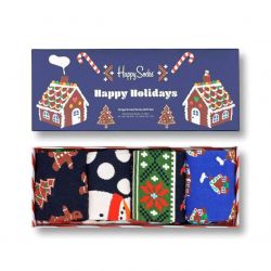HAPPY SOCKS-Gingerbread Cookies Gift Set 4-Pack - Confezione Regalo da 4 Paia di Calzini Multicolore -XGCO09-6500