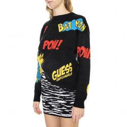 GUESS ORIGINALS-Womens Go Batman Jacquard Sweater Jet Black A996