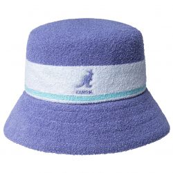 Kangol-Bermuda Stripe Bucket - Cappellino da Pescatore Viola / Bianco / Iced Lilac