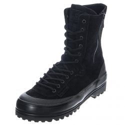 Superga-2360-Sueu Shiny Foxing Paura Shoes - Black - Scarpe Profilo Alto Uomo Nere-S112FIW-005