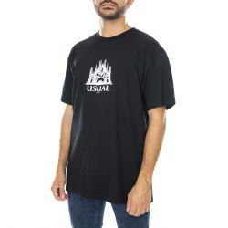 Usual-Dome T-Shirt Black - Maglietta Girocollo Uomo Nera