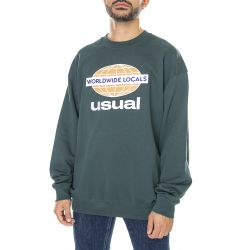 Usual-Mens Usual Worldwide Locals Green Crewneck Sweatshirt