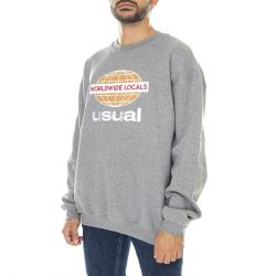 Usual-Mens Usual Worldwide Locals Grey Crewneck Sweatshirt