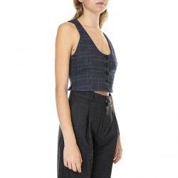 ALESSIA SANTI-Womens Gilet Mezzanotte Burro Multiocolured Vest