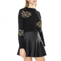 ALESSIA SANTI-Womens Nero Diamante Black Cardigan Sweater