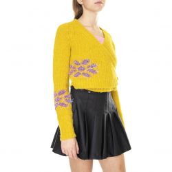 ALESSIA SANTI-Womens Olio Blossom Yellow Cardigan Sweater