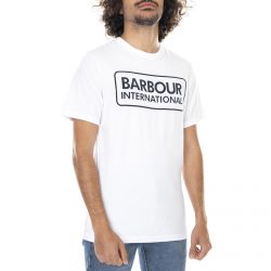 BARBOUR INTERNATIONAL-Mens Intl Essential Large Logo T-Shirt - White - Maglietta Girocollo Uomo Bianca-MTS0369-WH11-SS21