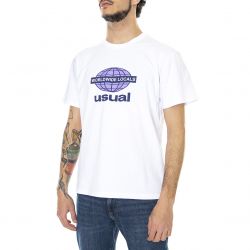 Usual-WWL Front - Maglietta Girocollo Uomo Bianca