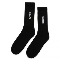 Iuter-Logo Tennis Socks - Black - Calzini Neri -CRVRISX02-BLK
