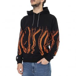 Octopus-Octopus Outline - Felpa con Cappuccio Uomo Nera-22SOSH03-BLACK