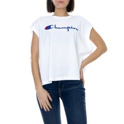 Champion-Maxi T-Shirt - White - Maglietta Girocollo Donna Bianca-111647-WW001
