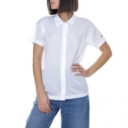 Champion-Baseball Shirt - White - Camicia Maniche Corte Donna Bianca-111668-WW001