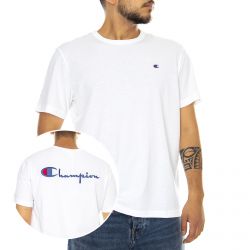 Champion-Mens Logo Crewneck White T-Shirt-212974-WW001FW19