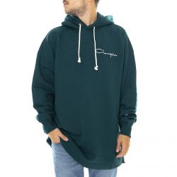 Champion-Logo Extra Hooded Sweatshirt - Green - Felpa con Cappuccio Uomo Verde-213971-GS549