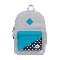 Herschel-Heritage Kids Light Grey Crosshatch/Tile Blue/Mini Polka Dot Backpack-10313-02357-OS