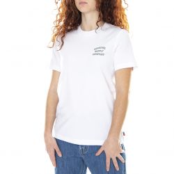 Herschel-Womens Stack Logo Bright White / Grey Crew-Neck T-Shirt-40027-00252
