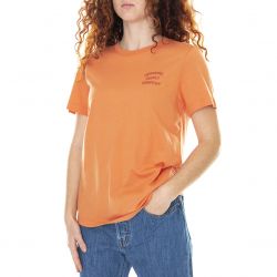 Herschel-Womens Stack Logo Carnelian / Apricot Crew-Neck T-Shirt-40027-00249