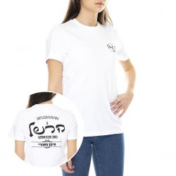 Herschel-Womens Hebrew Classic Logo Bright White Crew-Neck T-Shirt-40027-00240