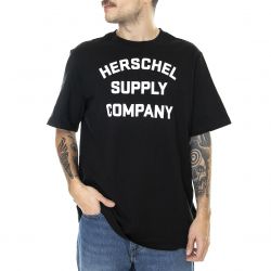 Herschel-Mens Stacked Chest Logo Black / White Crew-Neck T-Shirt-50027-00385