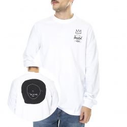 Herschel-Mens Basquiat Bright White / Record Long-Sleeve Crew-Neck T-Shirt-50029-00448